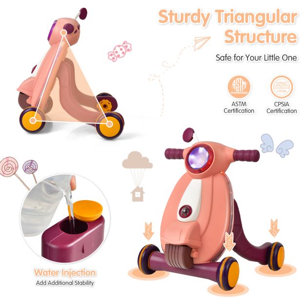Baby Push-Along Walker with Lights and Interactive Ball Game for Toddlers