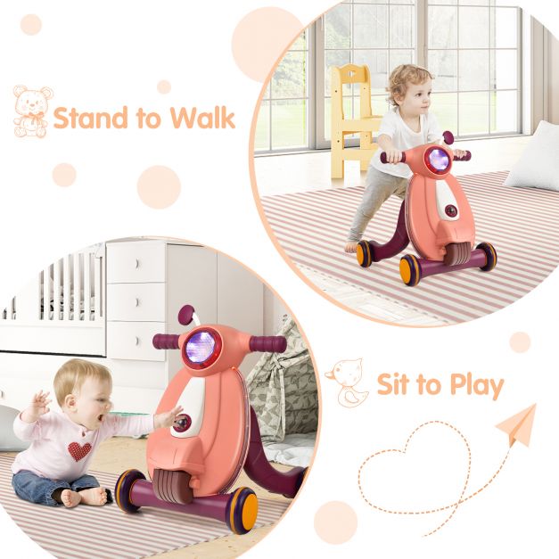 Baby Push-Along Walker with Lights and Interactive Ball Game for Toddlers