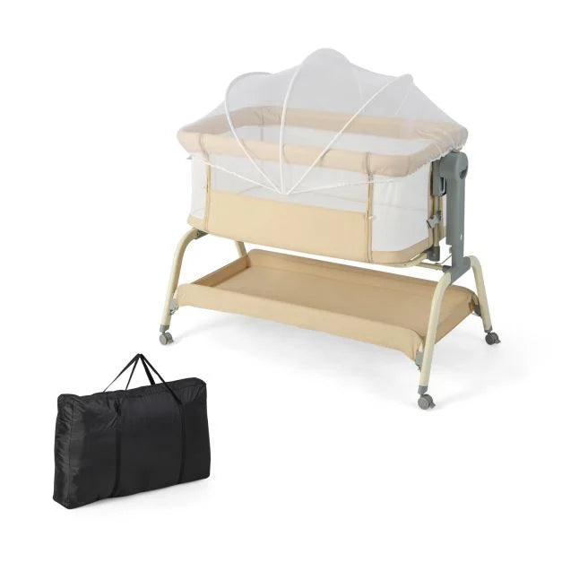 Baby Bassinet with Mesh Netting and 6 Adjustable Heights for Safe Sleeping