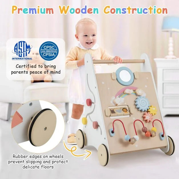 7-in-1 Wooden Baby Walker for Toddlers Aged 1+ Year – Multifunctional Learning Toy