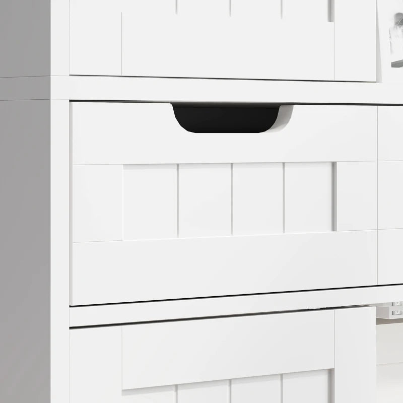 Tall Bathroom Cabinet in White – Freestanding Storage Organizer