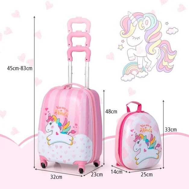 Kids Lightweight Luggage Set with Wheels, 2 Pieces