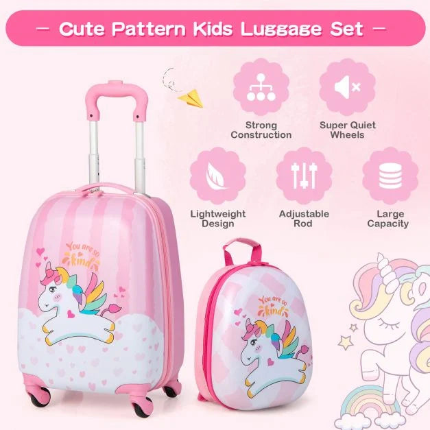 Kids Lightweight Luggage Set with Wheels, 2 Pieces