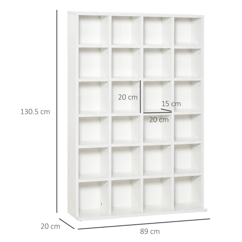 White Media Storage Unit – CD Cabinet with Adjustable Shelves, 89x130.5 cm