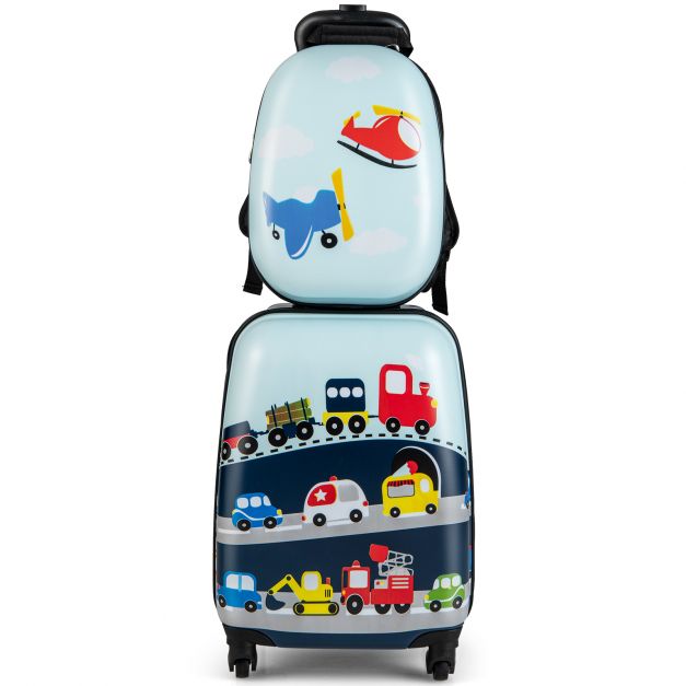 2-Piece Children’s Luggage Set with Wheels and Height-Adjustable Handle