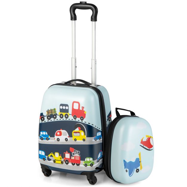 2-Piece Children’s Luggage Set with Wheels and Height-Adjustable Handle