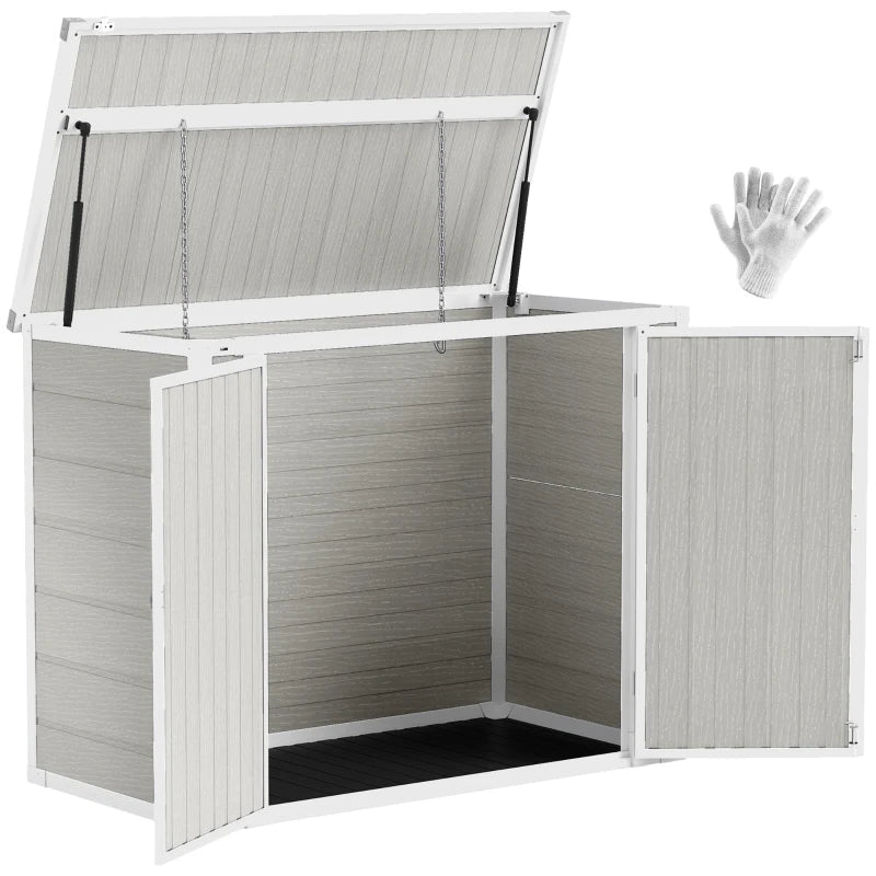 Outdoor Lockable Storage Shed for Trash Bins & Tools, Openable Lid, Light Grey, 4.7x2.5FT