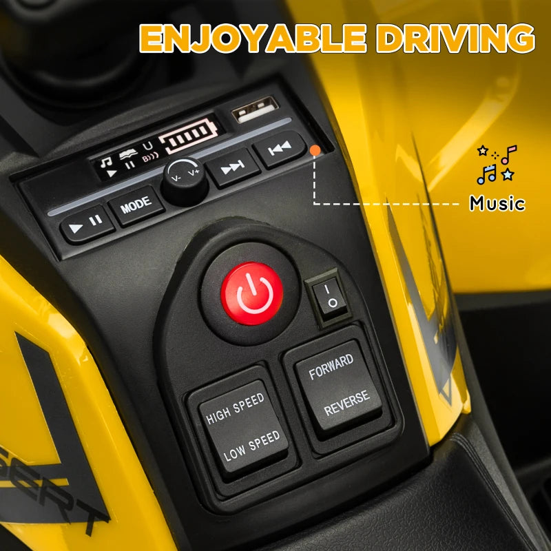 Battery-Powered Kids Electric ATV with Spring Suspension and Storage Basket – Yellow