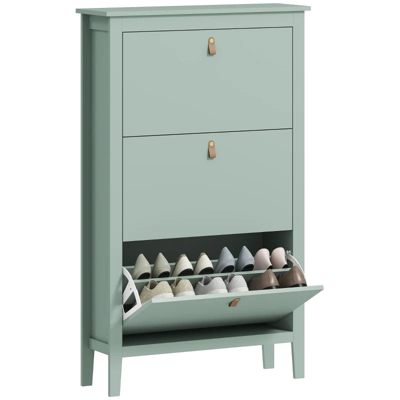 Green Shoe Cabinet – Modern Slim 3-Drawer Storage for Hall or Bedroom