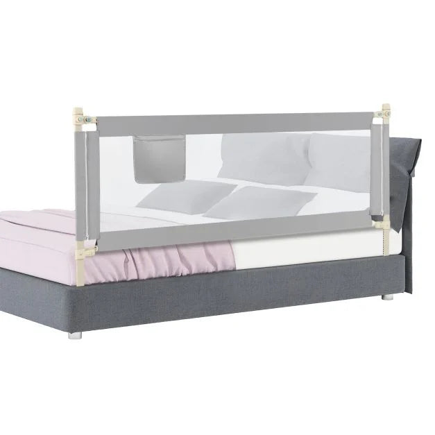 196CM Height-Adjustable Toddler Bed Rail with Double Safety Lock