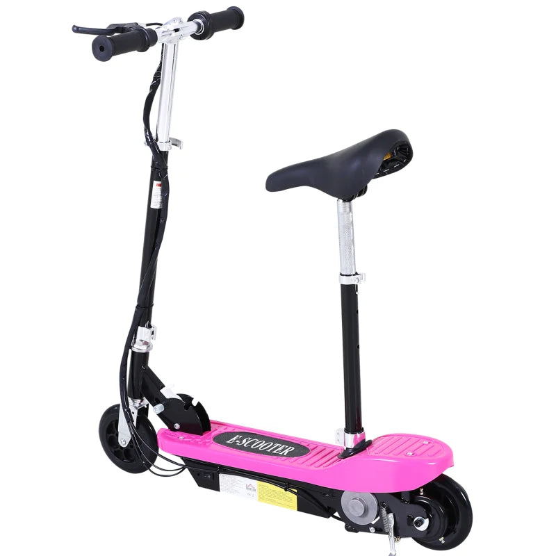 Pink 12V Electric Scooter for Kids with 120W Motor, Foldable Frame, Brake & Kickstand