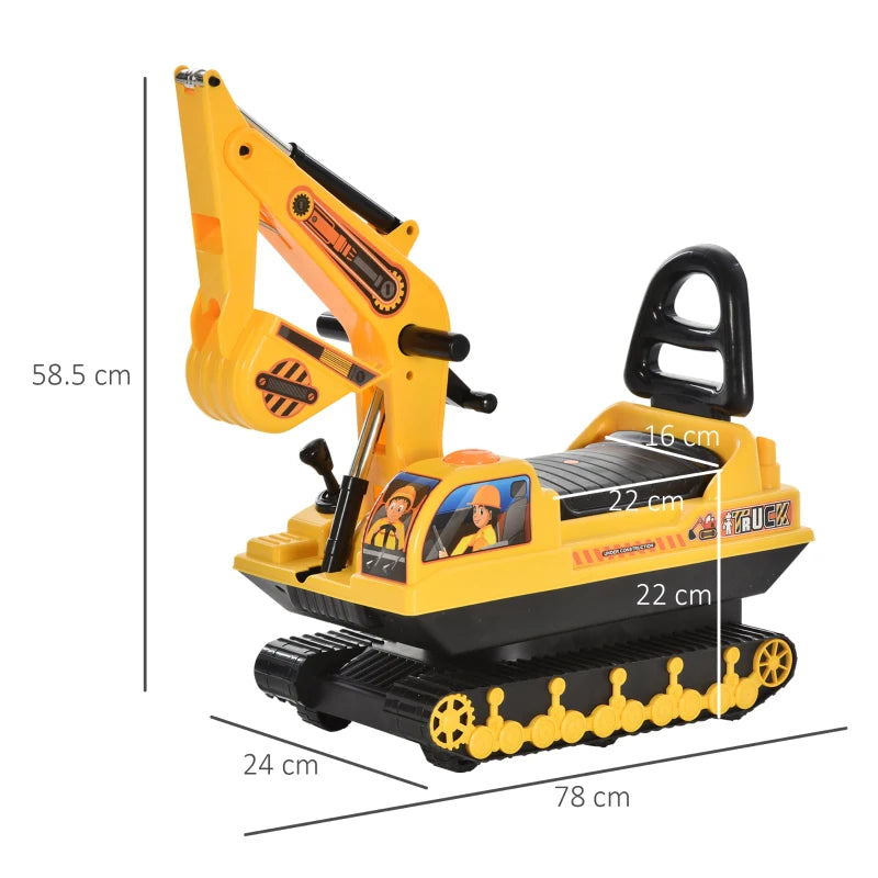 Excavator Ride On Toy Tractor – Movable Digger Construction Truck for 3 Year Olds