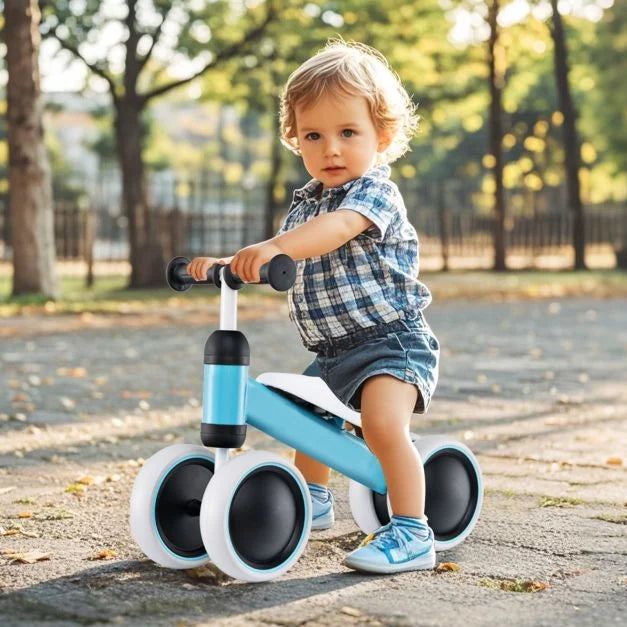 No-Pedal 4-Wheel Baby Balance Bike with Non-Slip Handlebar
