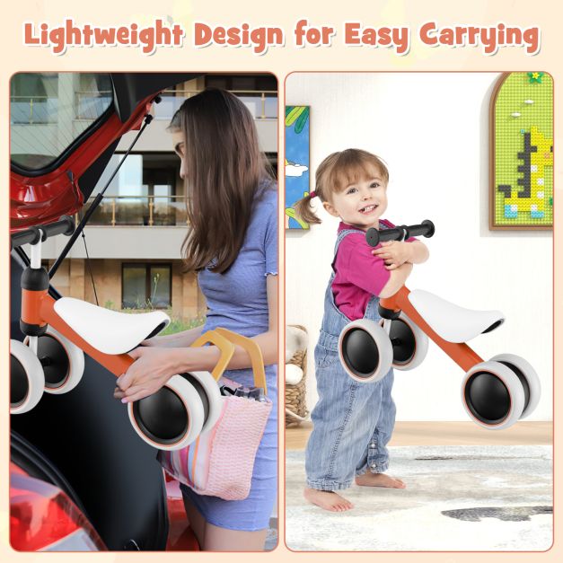 No-Pedal 4-Wheel Baby Balance Bike with Non-Slip Handlebar