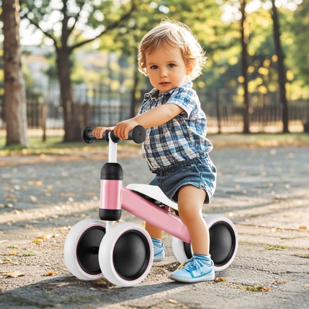 No-Pedal 4-Wheel Baby Balance Bike with Non-Slip Handlebar