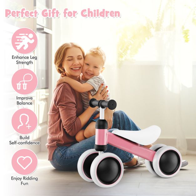 No-Pedal 4-Wheel Baby Balance Bike with Non-Slip Handlebar