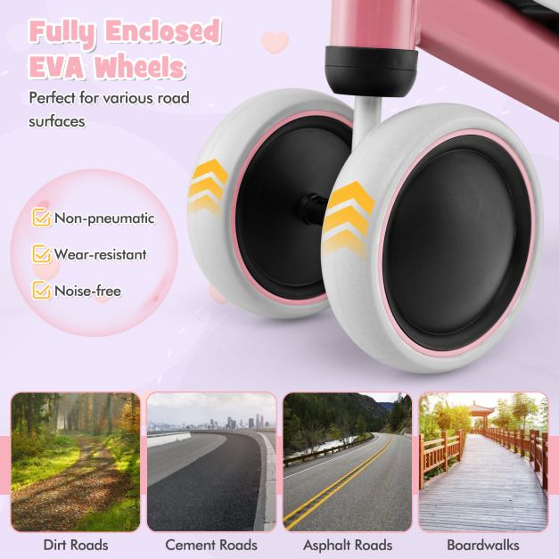 No-Pedal 4-Wheel Baby Balance Bike with Non-Slip Handlebar