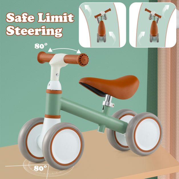 Baby Balance Bike with Height-Adjustable Handle and Seat