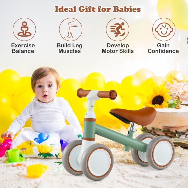 Baby Balance Bike with Height-Adjustable Handle and Seat