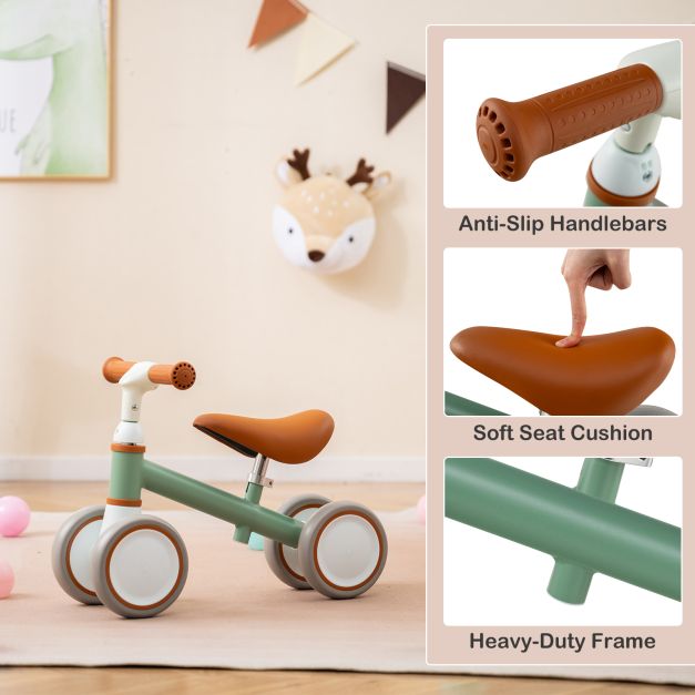 Baby Balance Bike with Height-Adjustable Handle and Seat