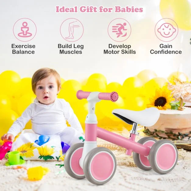 Baby Balance Bike with Height-Adjustable Handle and Seat