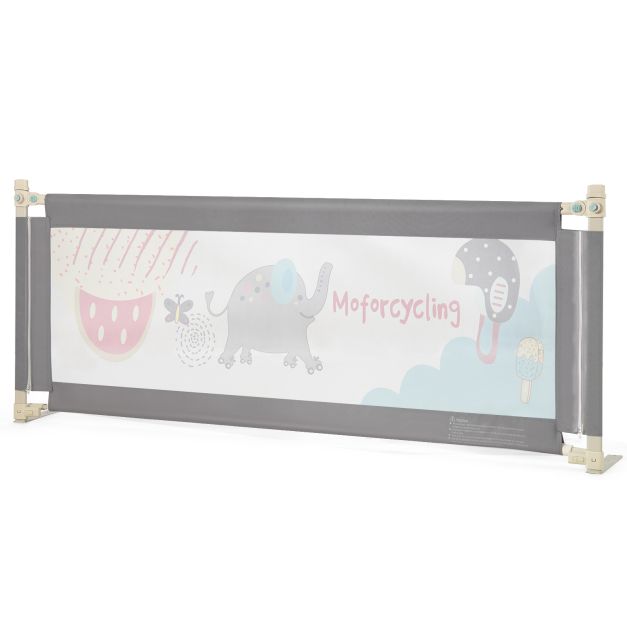 175CM Baby Bed Rail Guard with Double Safety Lock & Adjustable Height