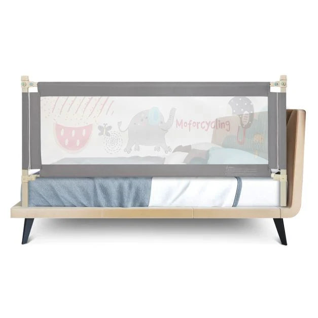 175CM Baby Bed Rail Guard with Double Safety Lock & Adjustable Height