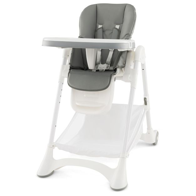 High Chair for Babies with Removable PU Cushion and Secure Lockable Wheels