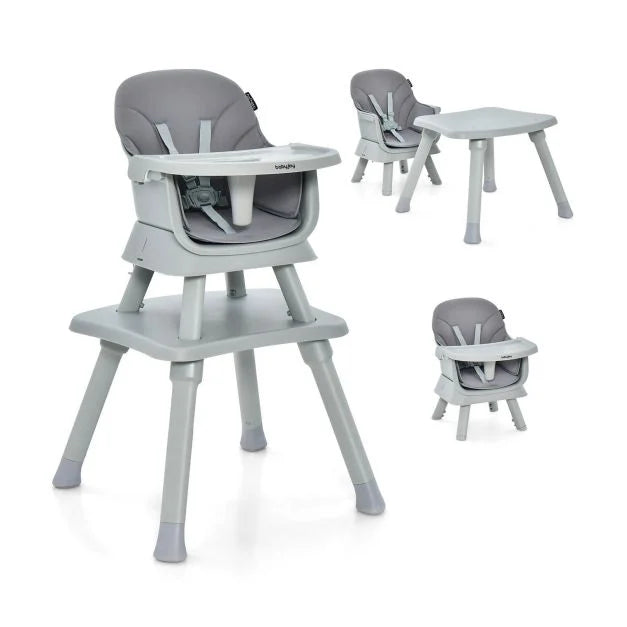 Baby High Chair 6-in-1 with Secure 5-Point Harness and Easy-Clean Removable Tray