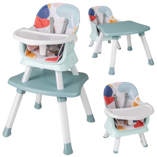 Baby High Chair 6-in-1 with Secure 5-Point Harness and Easy-Clean Removable Tray