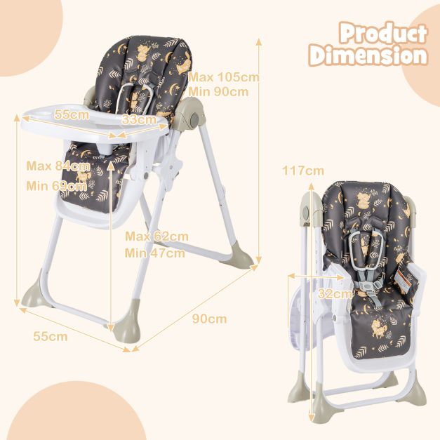 Adjustable Baby Highchair for 6–36 Months with Removable, Easy-Clean Feeding Tray