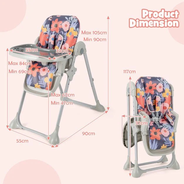 Adjustable Baby Highchair for 6–36 Months with Removable, Easy-Clean Feeding Tray