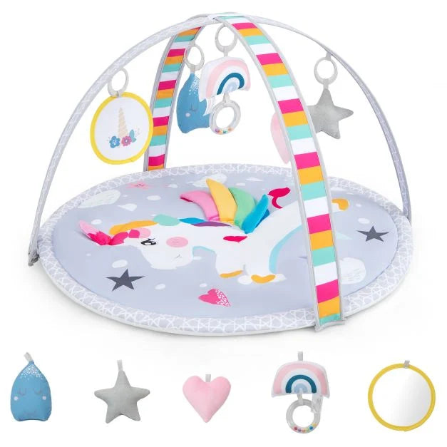 7-in-1 Baby Play Gym Mat for Tummy Time with 5 Detachable Toys and Fun Activities