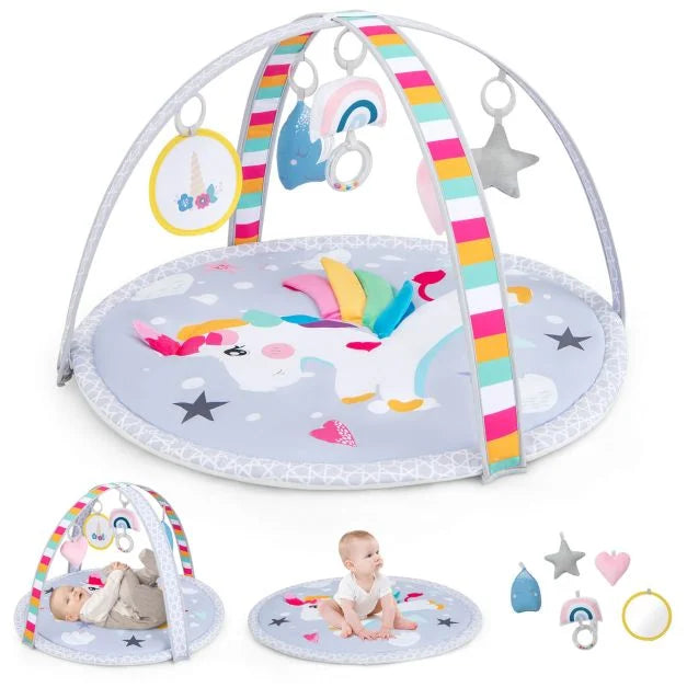 7-in-1 Baby Play Gym Mat for Tummy Time with 5 Detachable Toys and Fun Activities