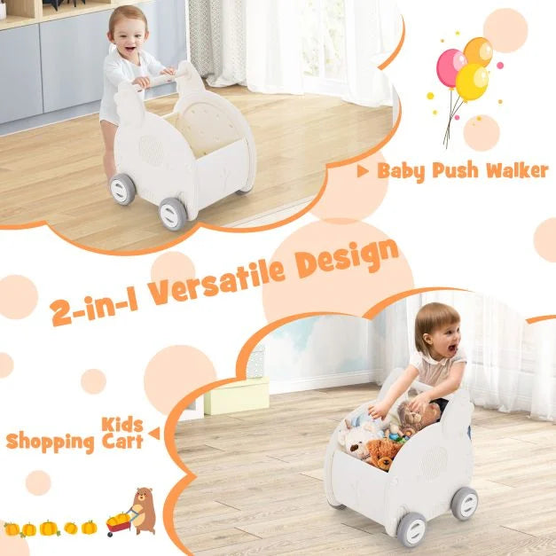 Baby Walker Push Toy – 4-Wheel Elephant-Shaped Toddler Toy Cart