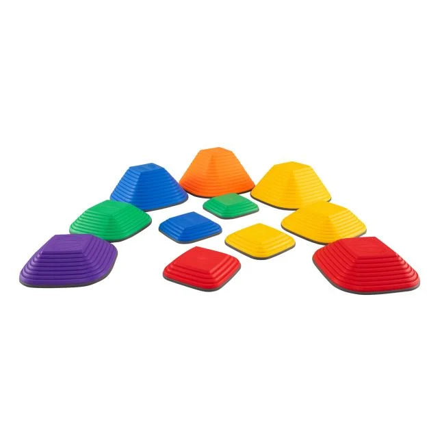 Kids Stepping Stone Balance Blocks, 11 Pieces with Full Non-Slip Rim