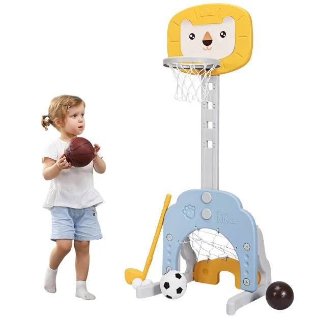 3-in-1 Basketball Hoop Set with Stand and Five Adjustable Height Levels