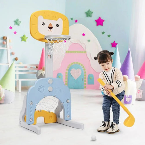 3-in-1 Basketball Hoop Set with Stand and Five Adjustable Height Levels