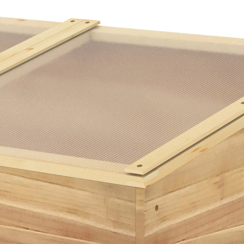 Wooden Cold Frame Greenhouse with Openable Top Covers, Polycarbonate Panels for Plants – 100x50x36cm
