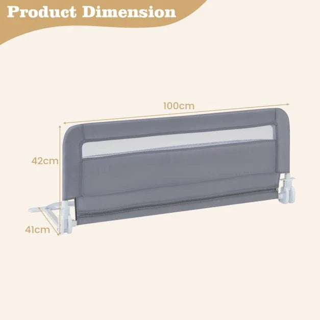 100/120CM Foldable Baby Bed Rail with Removable Washable Cover & Safety Strap