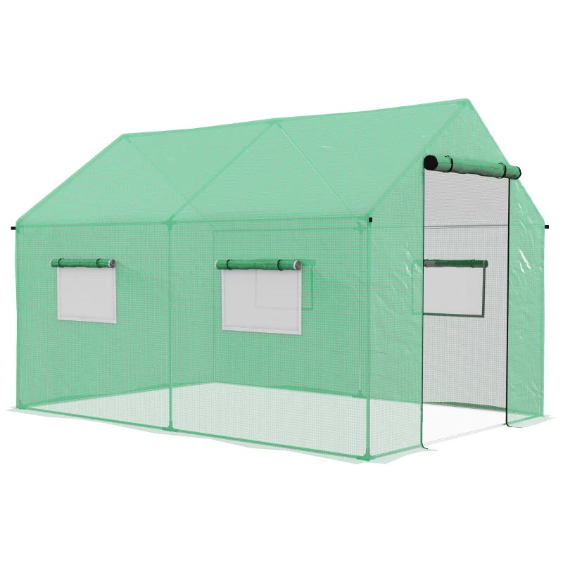 Walk-in Polyethylene Polytunnel Greenhouse with Sturdy Frame, Easy Assembly 2 x 3 m, Green