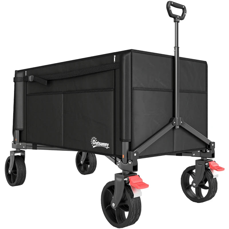 Heavy-Duty Festival Cart with Adjustable Handle, Brakes & Open Sides 150L Capacity