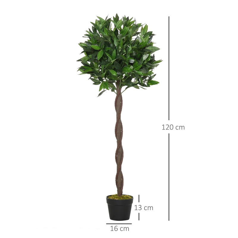 4FT Faux Bay Laurel Topiary Trees in Pots, Set of 2 for Indoor or Outdoor Decor