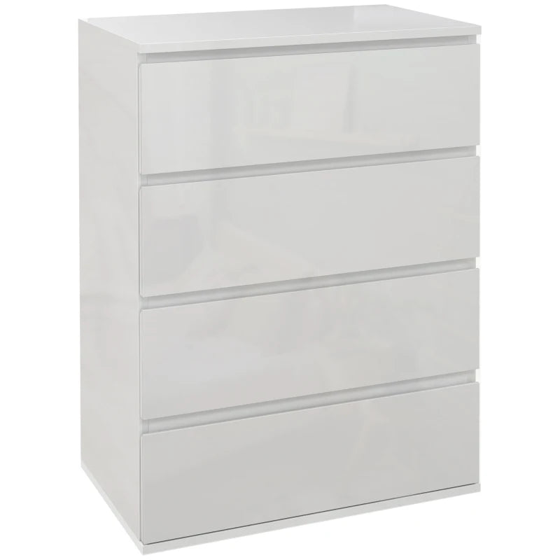 4-Drawer Dresser – High Gloss White Storage Cabinet for Bedroom