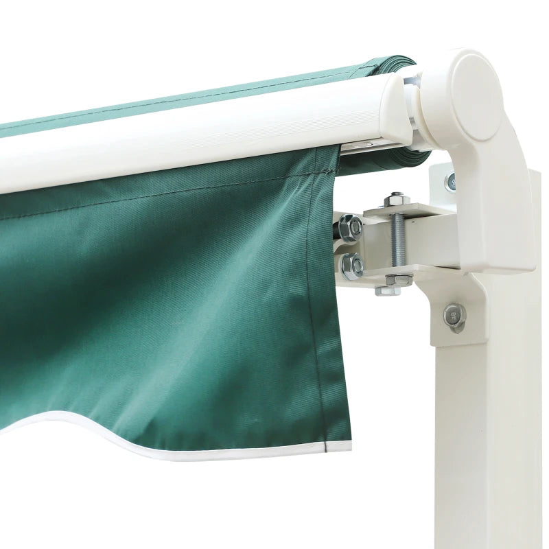 Manual Retractable Awning with Crank – Durable Green Outdoor Sun Shade 3.5x2.5m