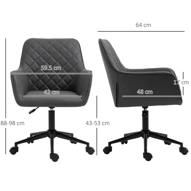 Home Office Chair – Grey Leather-Feel Fabric