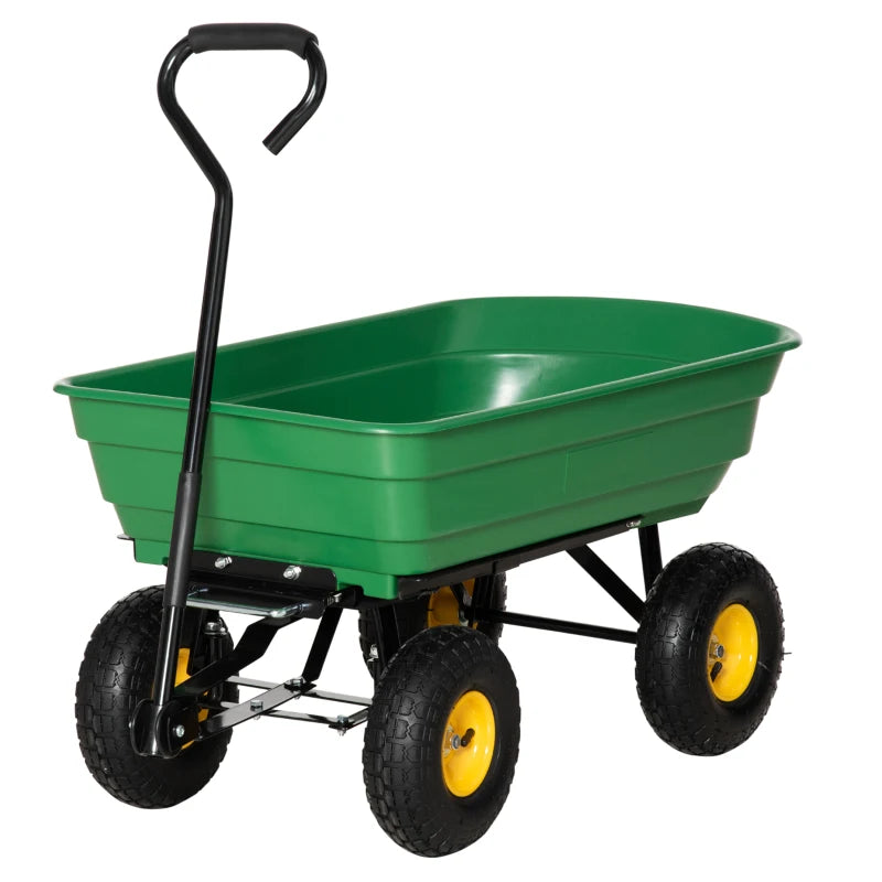 Heavy Duty Garden Cart with Tipping Wheelbarrow, 200kg Capacity for Tools, Plants & Logs