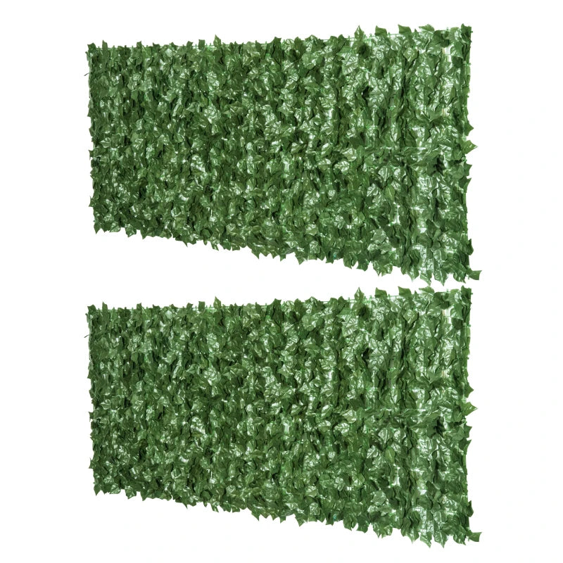 Dark Green Artificial Leaf Hedge Screen Fence, 2.4m x 1m, Easy Install Privacy Panel
