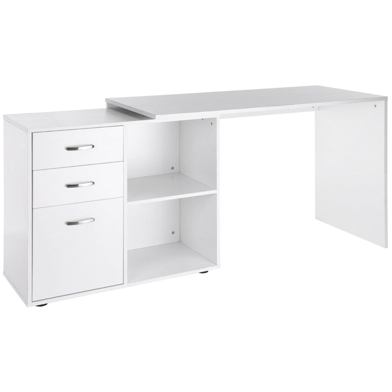White L Shaped Computer Desk – Storage & File Cabinet