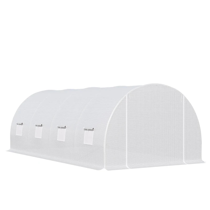 Walk-In Polytunnel Greenhouse with Metal Frame, Zippered Door & Multiple Windows 6x3x2 m